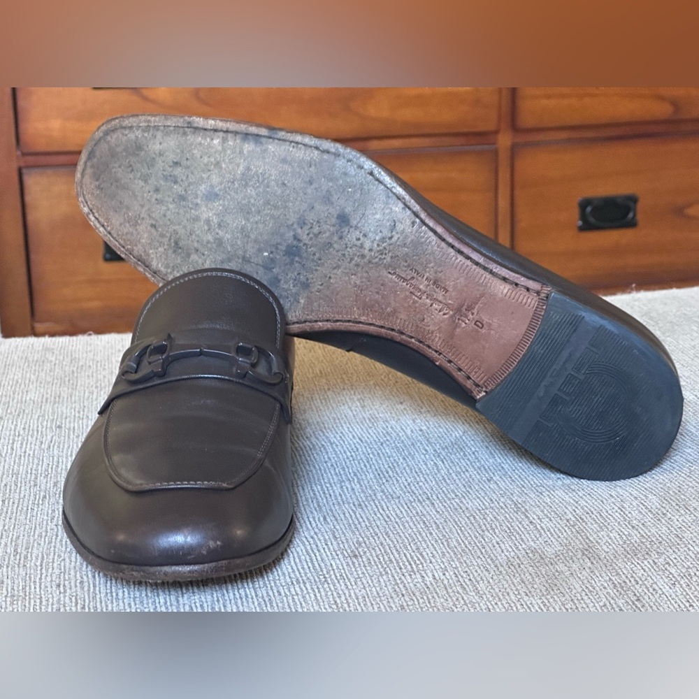 Salvatore Ferragamo Gancini Brown Leather Men’s Dress Loafers Shoe Size 11.5 D - Picture 6 of 15